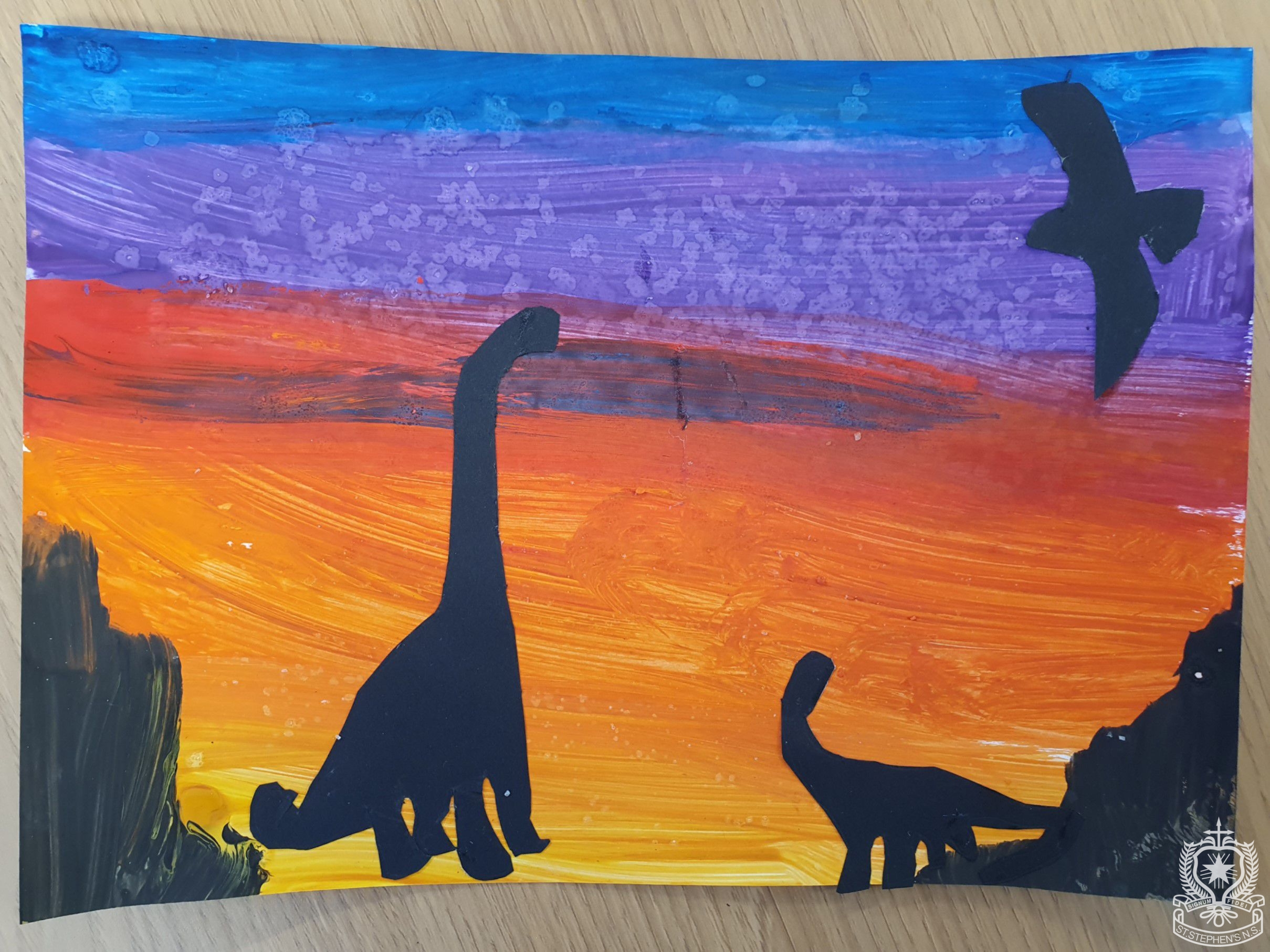 Kids Painting Class Dinosaur Silhouette